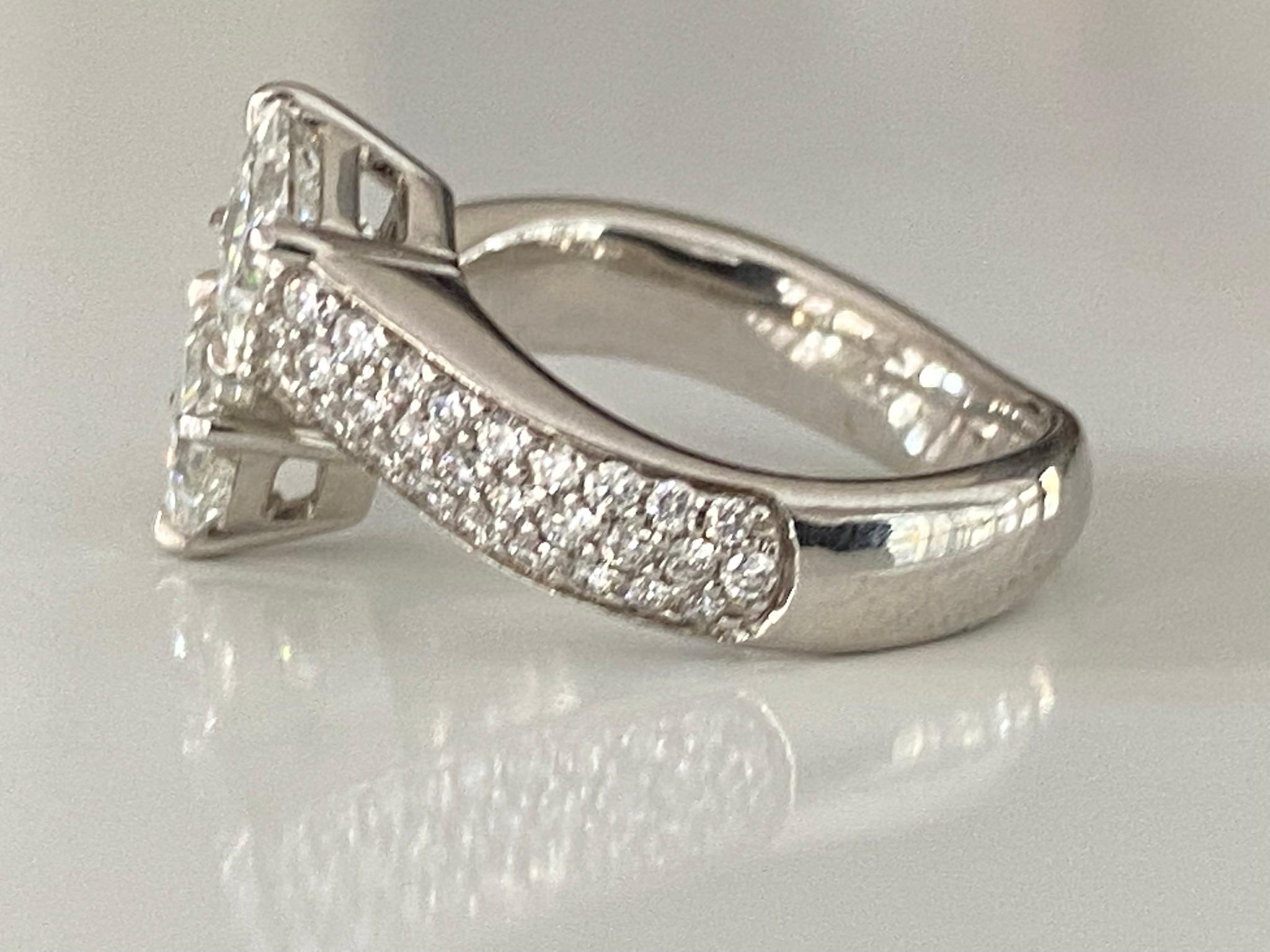 Women's Radiant Cut Diamond Pave Bypass Ring For Sale