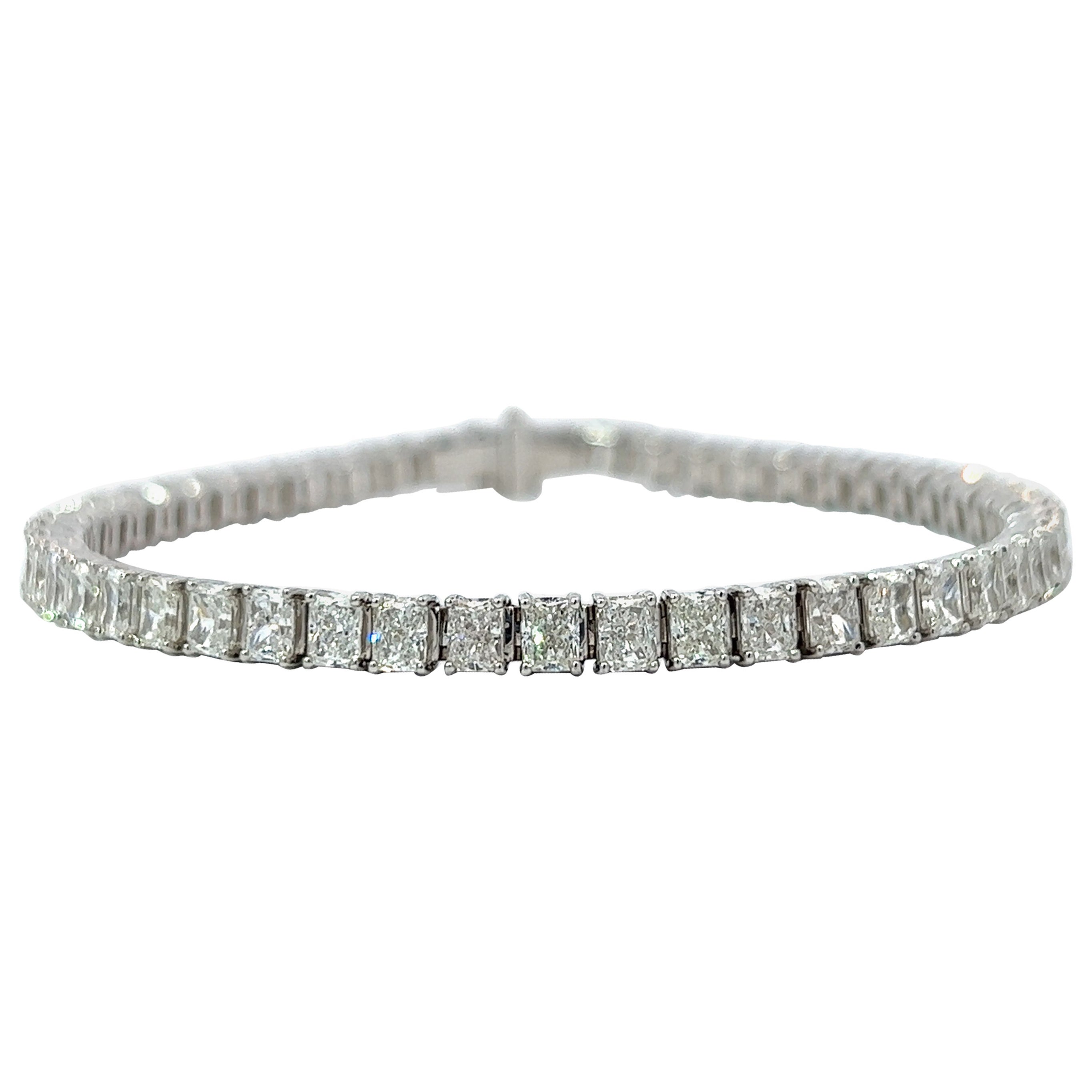 Pulsera de tenis con diamantes talla radiante en oro blanco de 18 quilates (9,62 ct VVS) de Arnav