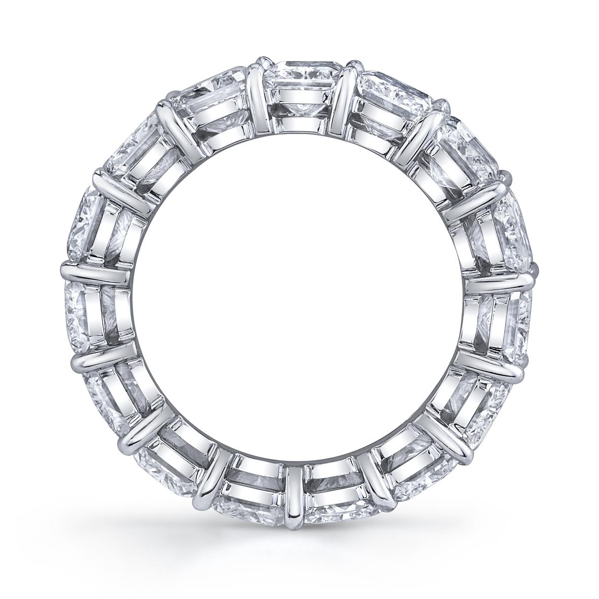 15 Radiant Cut Diamonds set in platinum eternity band ring.
10.90 carats total weight
All stones are certified by GIA.
Colors H - I
Clarity VVS1 - VS2
Ring Size 6.5