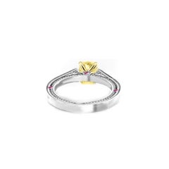 Radiant Cut Fancy Yellow Internally Flawless w/ Round Cut Diamond Custom Ring