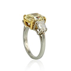 Radiant Cut Fancy Yellow Three-Stone Diamond Engagement Ring