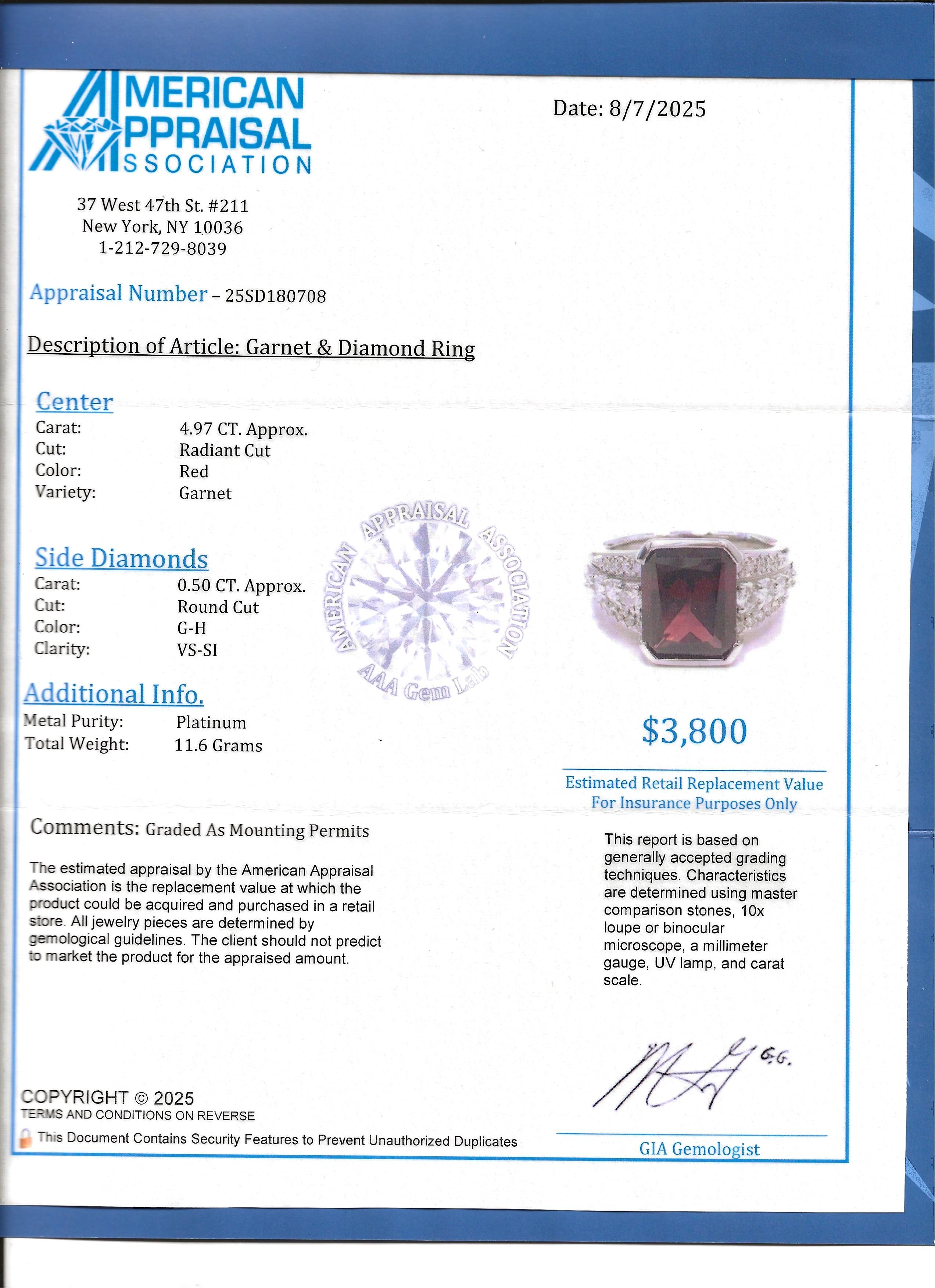 Radiant Cut Garnet And Multi Row Diamond Cocktail… - image 15