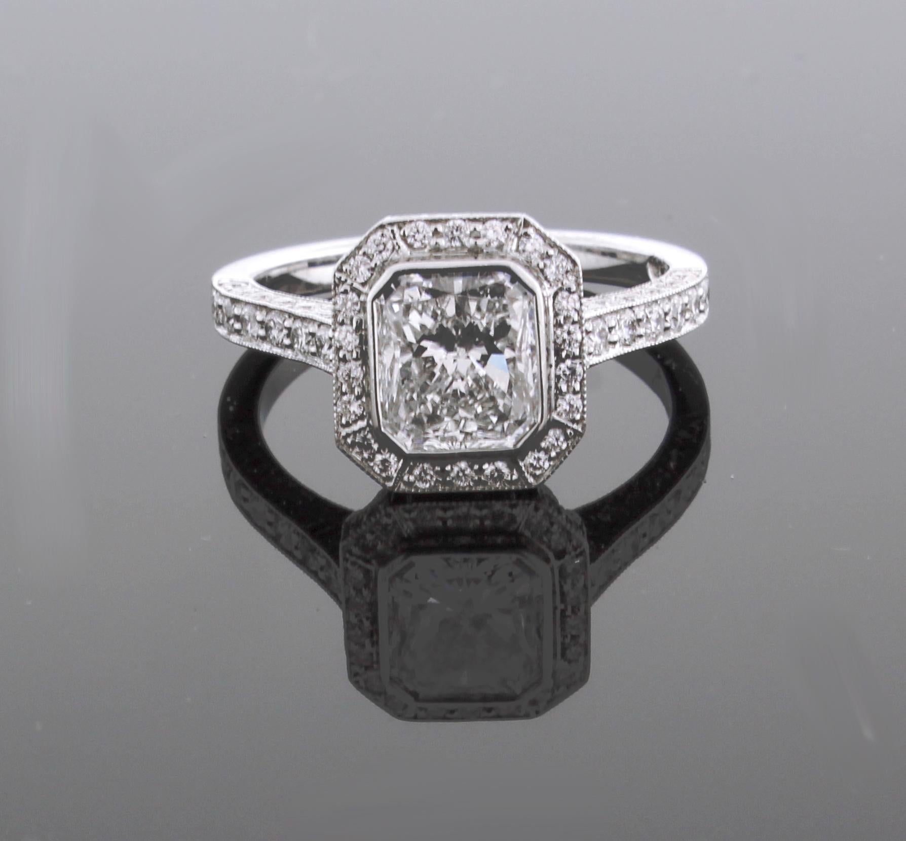 radiant cut diamond ring with halo