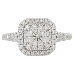 Used Radiant Cut Halo Pave White Gold Engagement Ring 