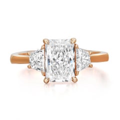 Radiant Cut Lab Grown Diamond Three Stone Engagement Ring 14K Yellow Gold 2.07Ct