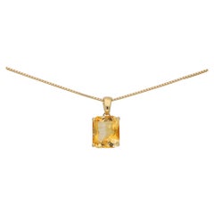 Radiant Cut Orange Citrine Pendant in 18 Karat Yellow Gold