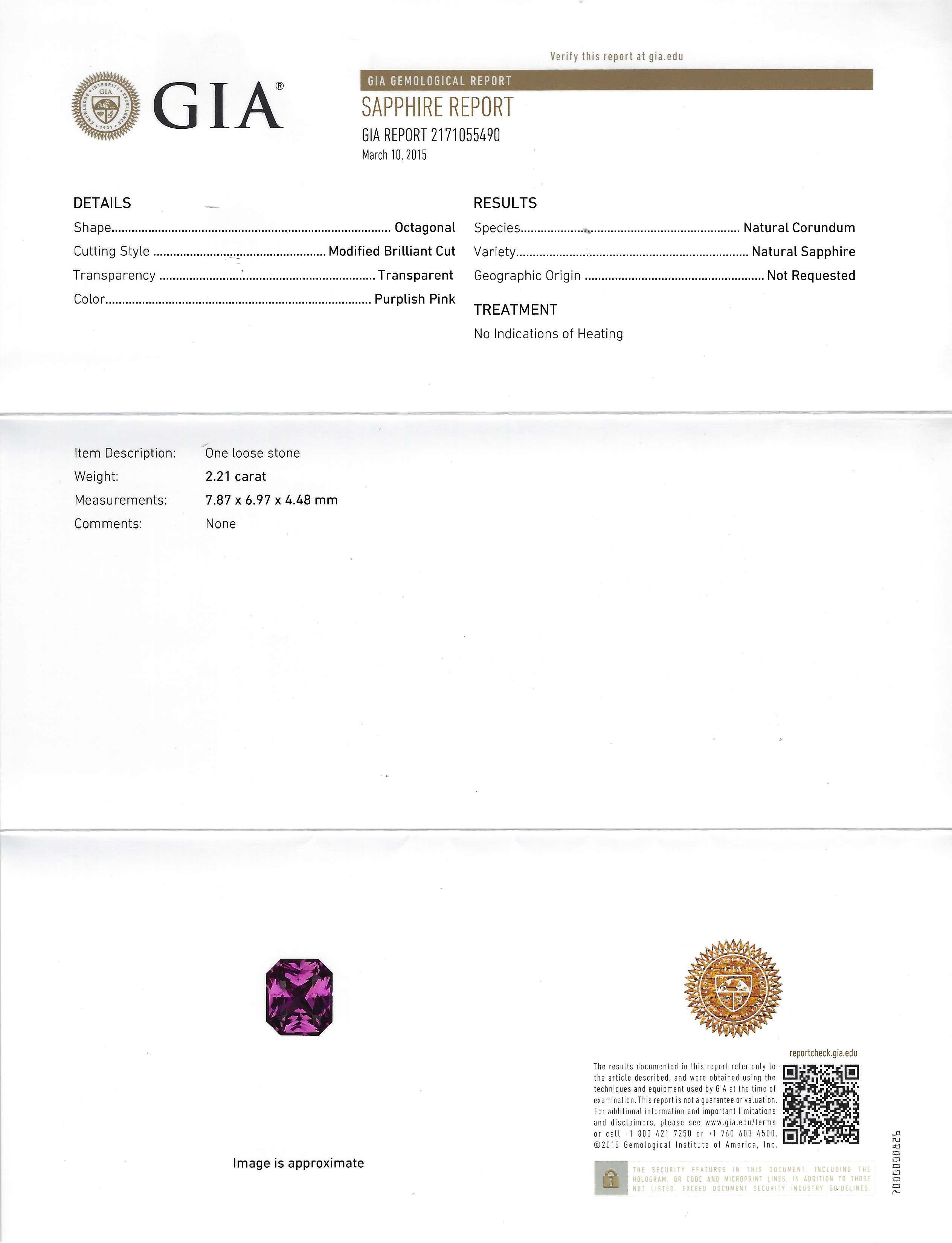 Revival  Pink Sapphire Engagement Ring GIA Certified Natural Unheated Platinum