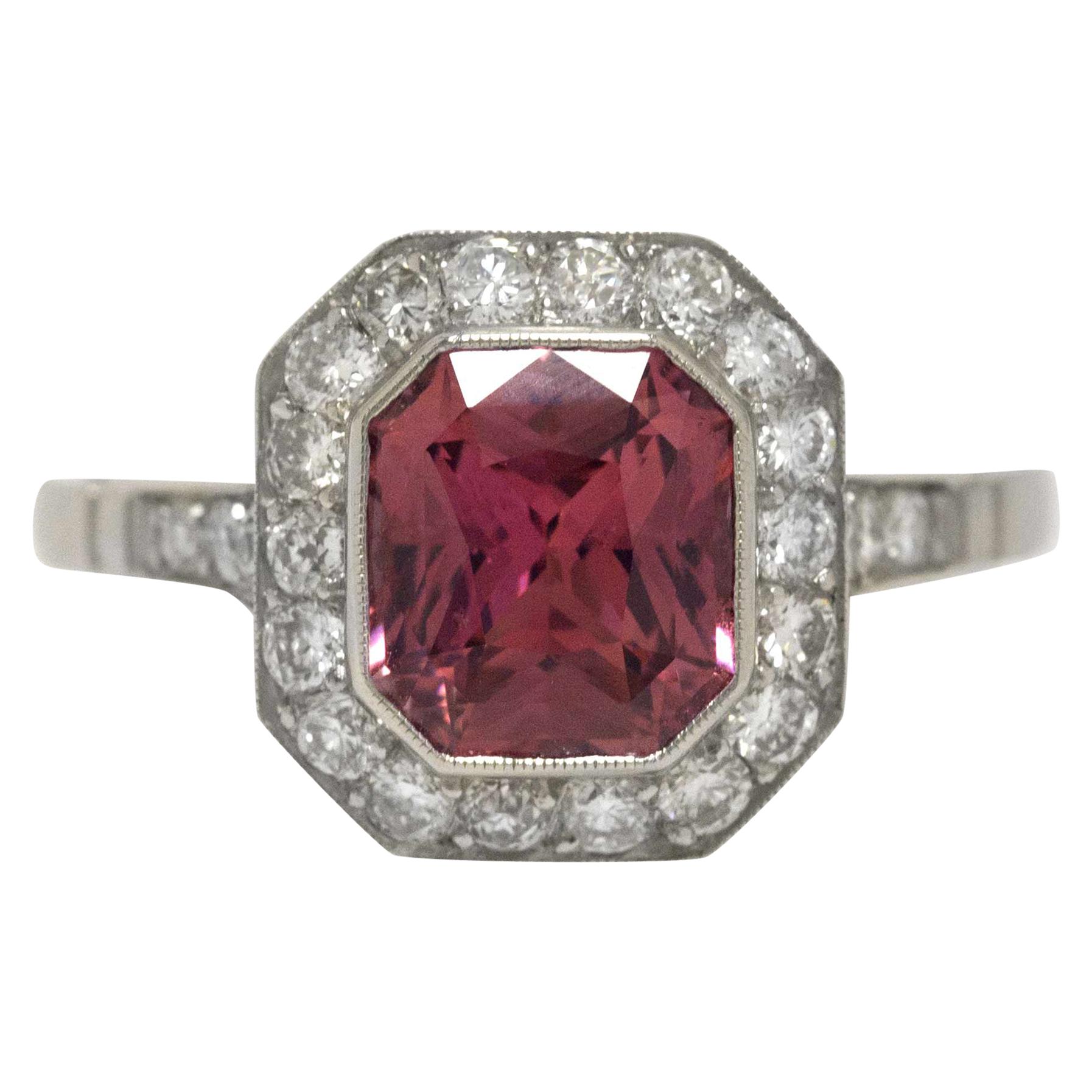  Pink Sapphire Engagement Ring GIA Certified Natural Unheated Platinum