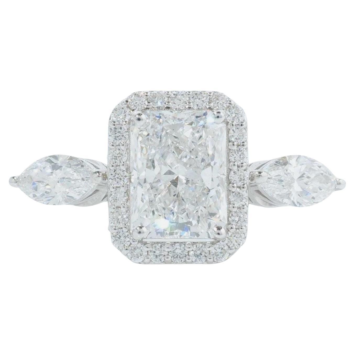 Radiant Cut Solitaire Natural Diamond Promise Ring in 14K Solid Gold (Certified) For Sale