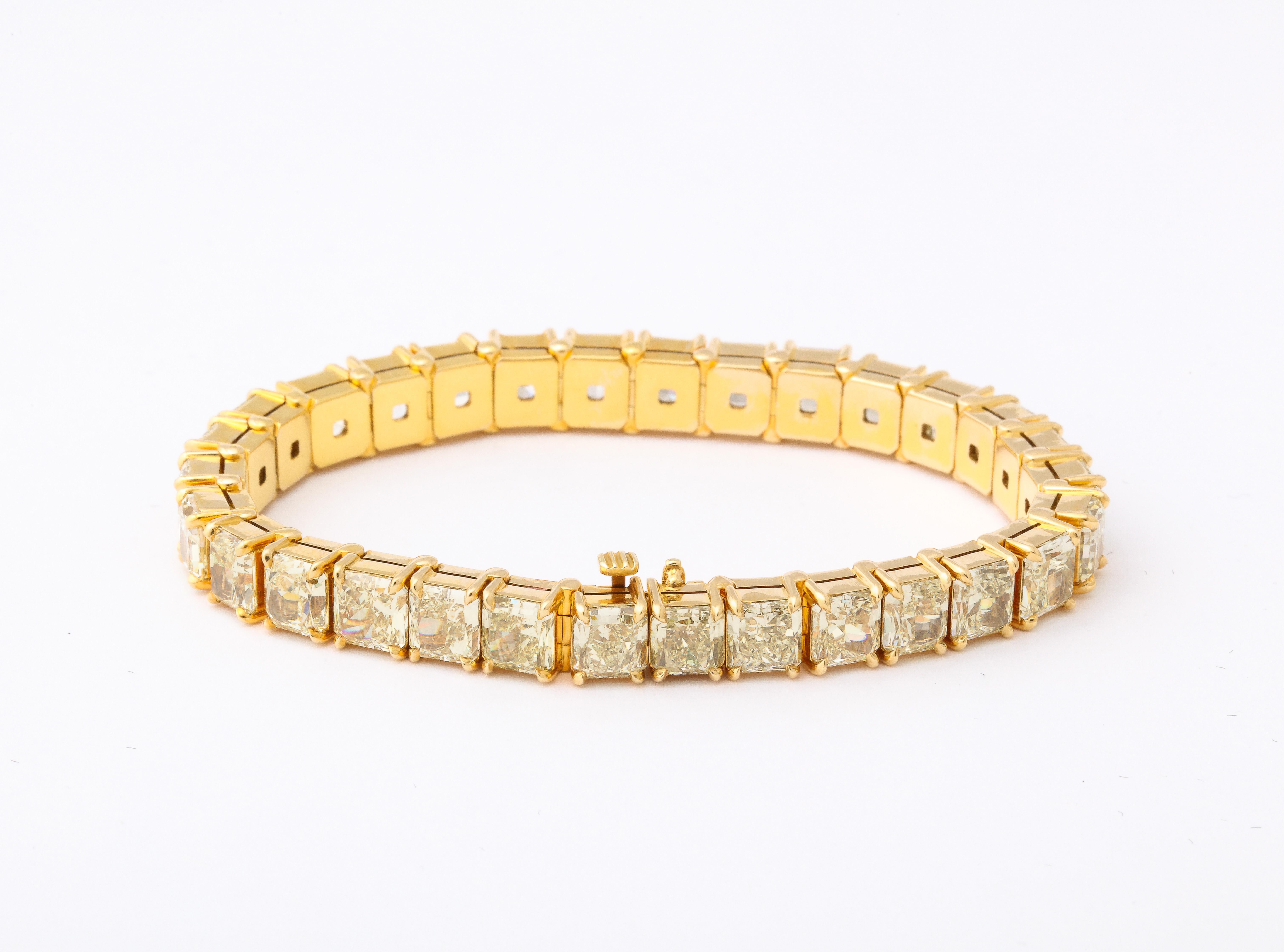 Women's or Men's Radiant Cut Yellow Diamond Bracelet For Sale
