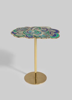 Radiant Dahlia Side Table Large in Brass & Semi Precious Stone