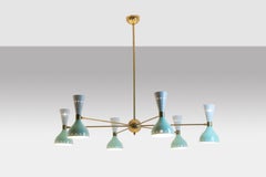 Radiant diabolo-shaped chandelier with 12 lights. Contemporary.