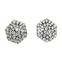Orecchini a perno con diamante radiante in oro bianco 14K (o 18k su richiesta)