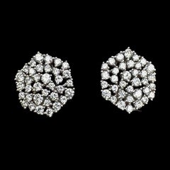 Radiant Diamond 14K (or 18k upon request) White Gold Floral Stud Earrings