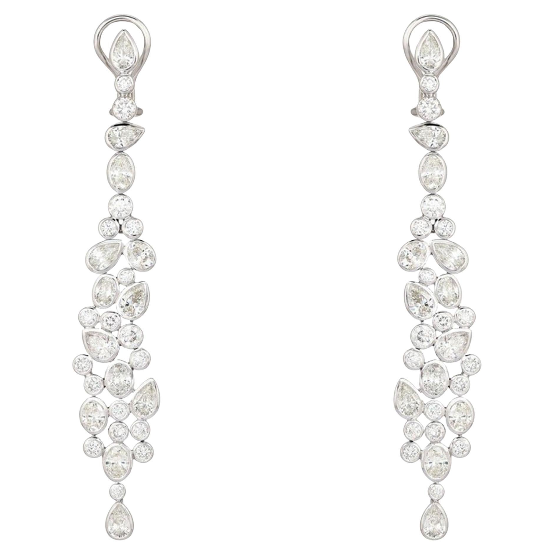Diamond 14K White Gold Cascade Drop Earrings