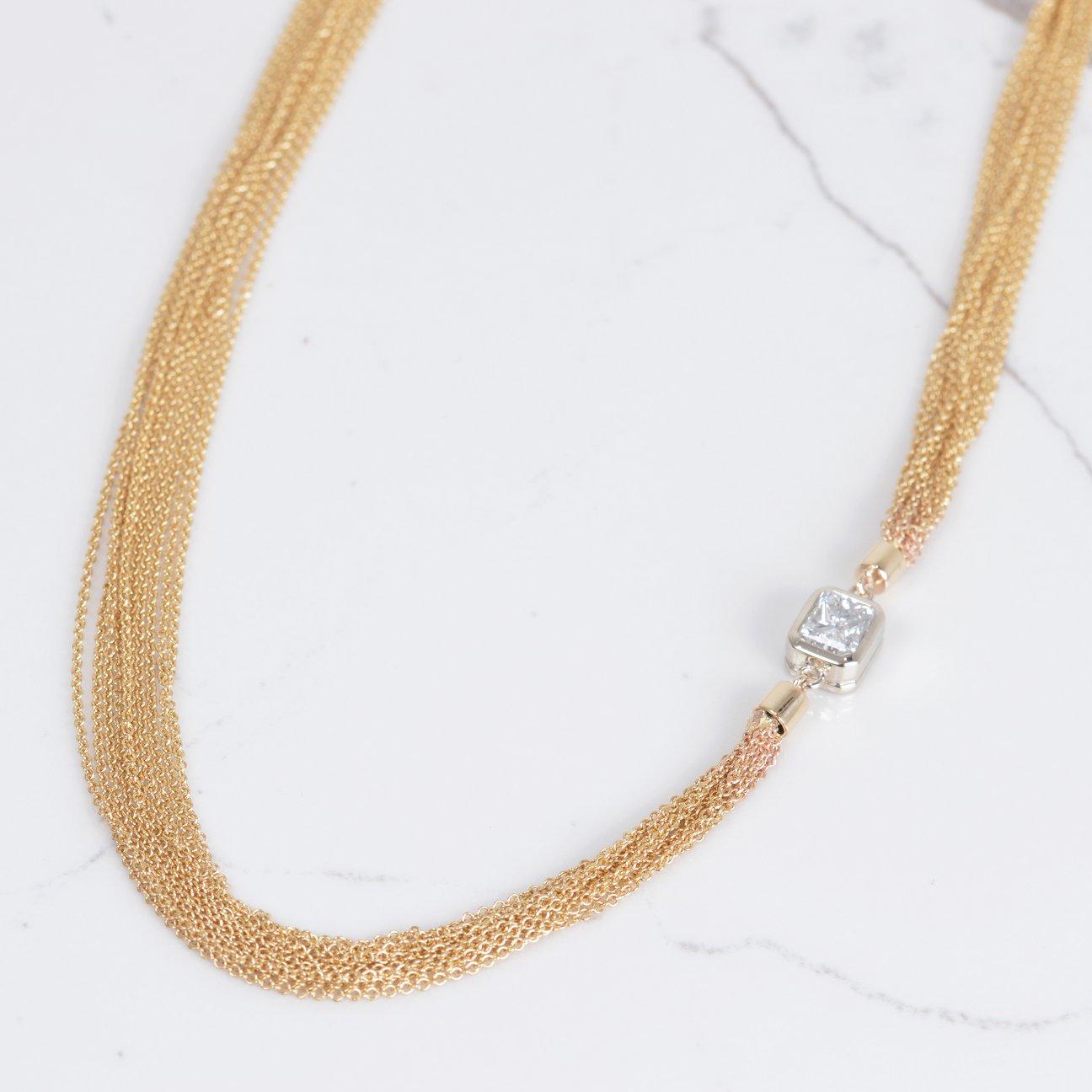 Strahlende Diamantkette Halskette (Radiantschliff) im Angebot