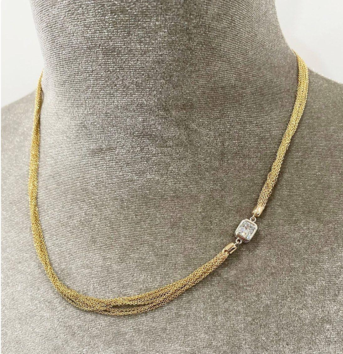 Radiant Diamond Chain Necklace In New Condition For Sale In Phoenix, AZ