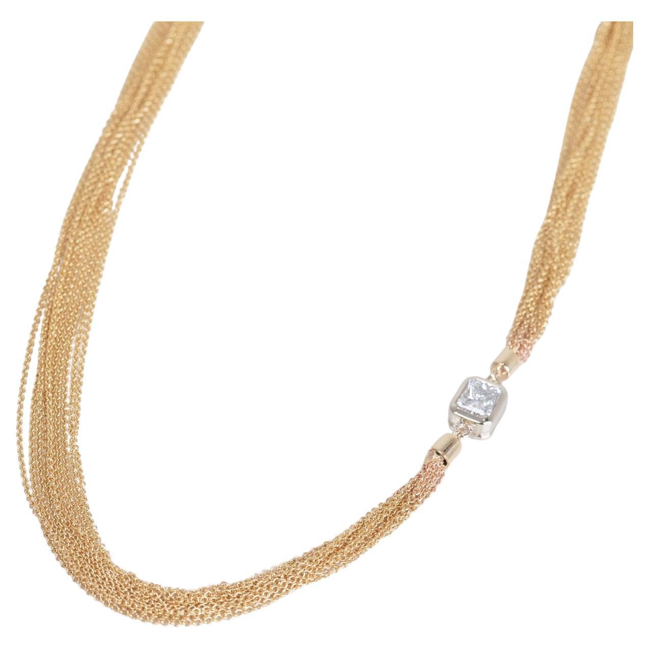 Radiant Diamond Chain Necklace For Sale