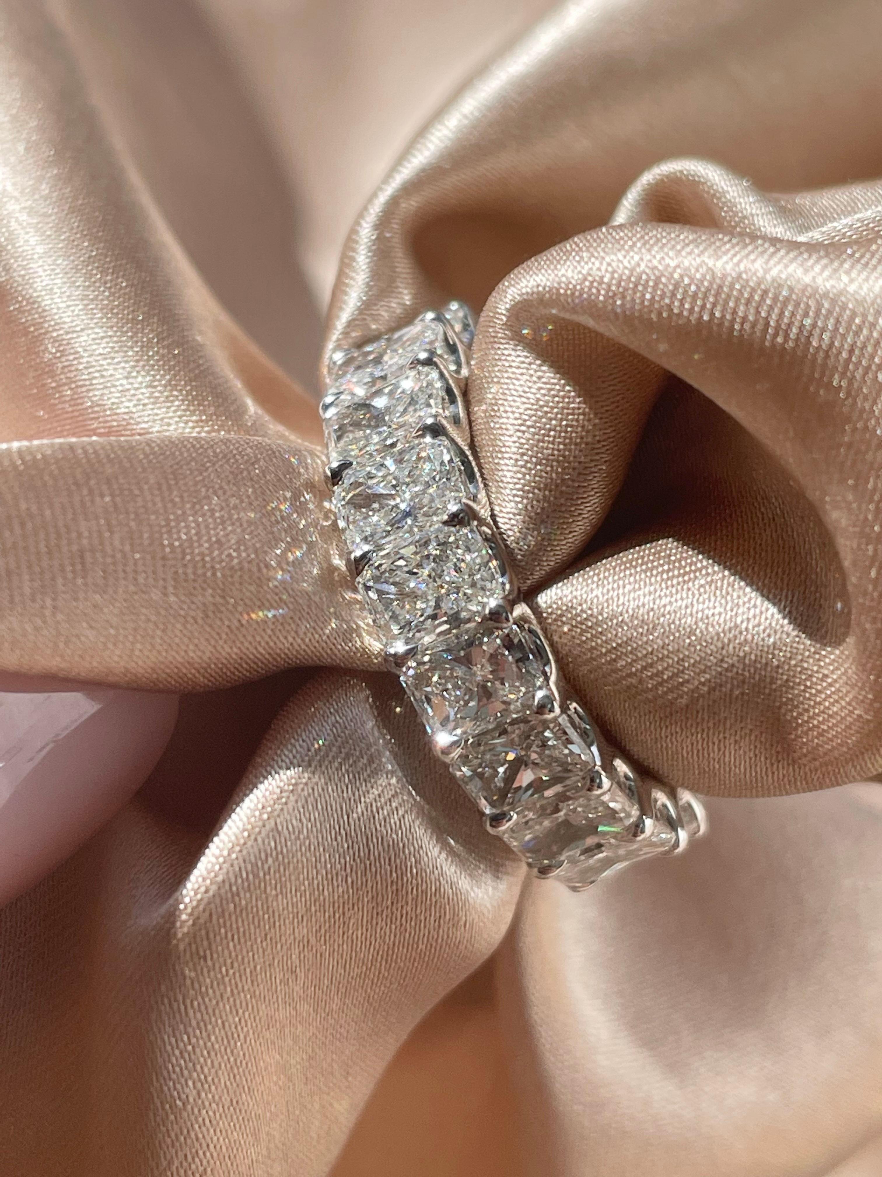 For Sale:  Radiant Diamond Eternity Band 18k White Gold Ring (Wedding Band) 4