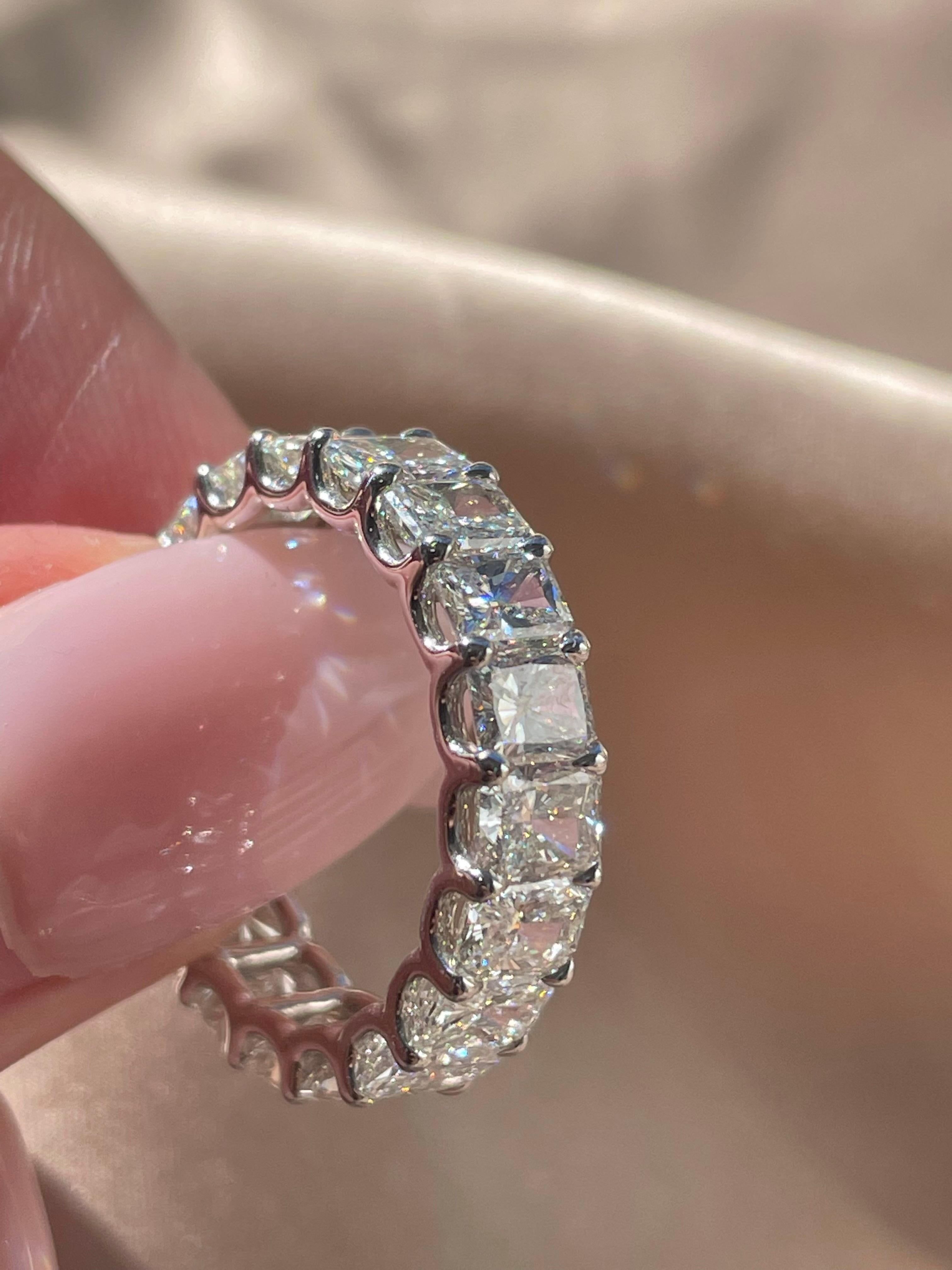 For Sale:  Radiant Diamond Eternity Band 18k White Gold Ring (Wedding Band) 6