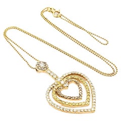 Radiant Diamond Heart Necklace in 14k Yellow Gold