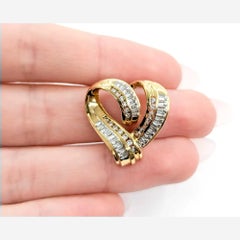 Radiant Diamond Heart Slide Pendant in 14k Yellow Gold