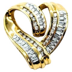 Radiant Diamond Heart Slide Pendant in 14k Yellow Gold