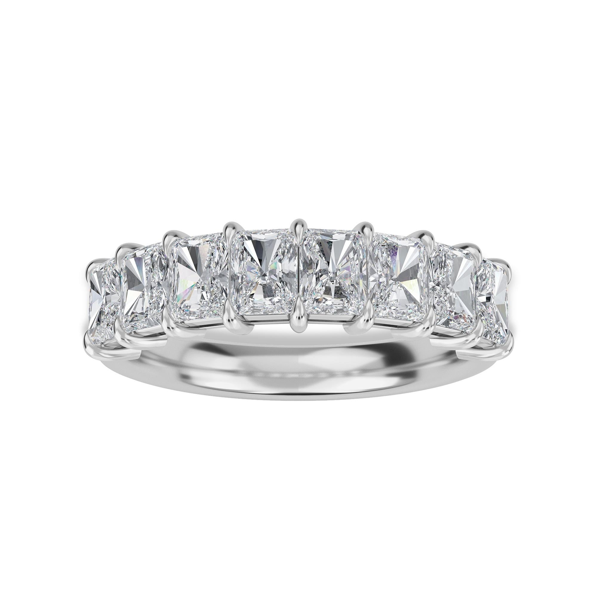 Radiant Cut Radiant Diamond Partway Band, 1.69 Total Carat Weight
