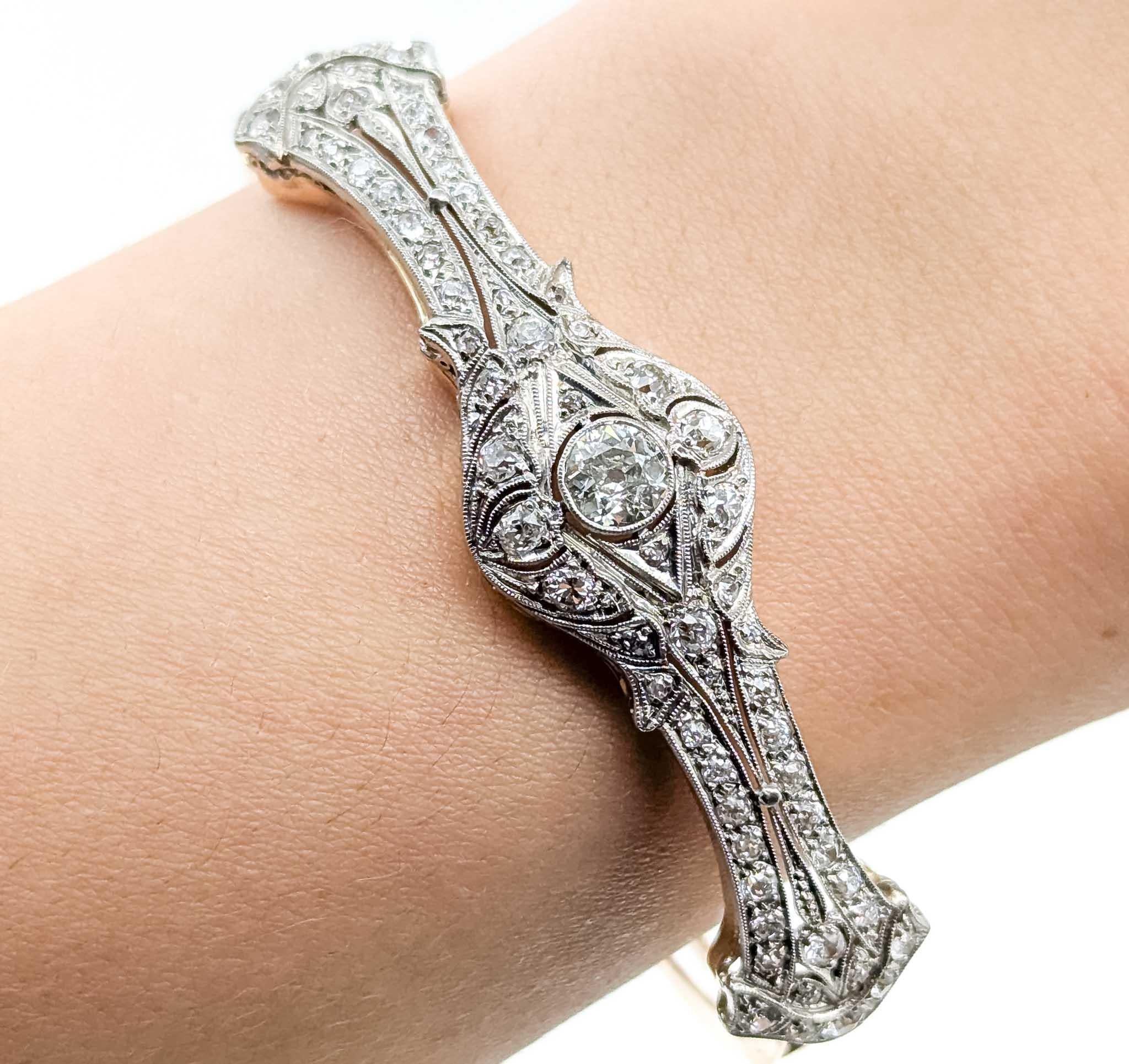 Bracelet en platine avec diamant radiant Excellent état - En vente à Bloomington, MN