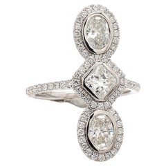 Radiant Diamond Ring with Oval and Round Accents