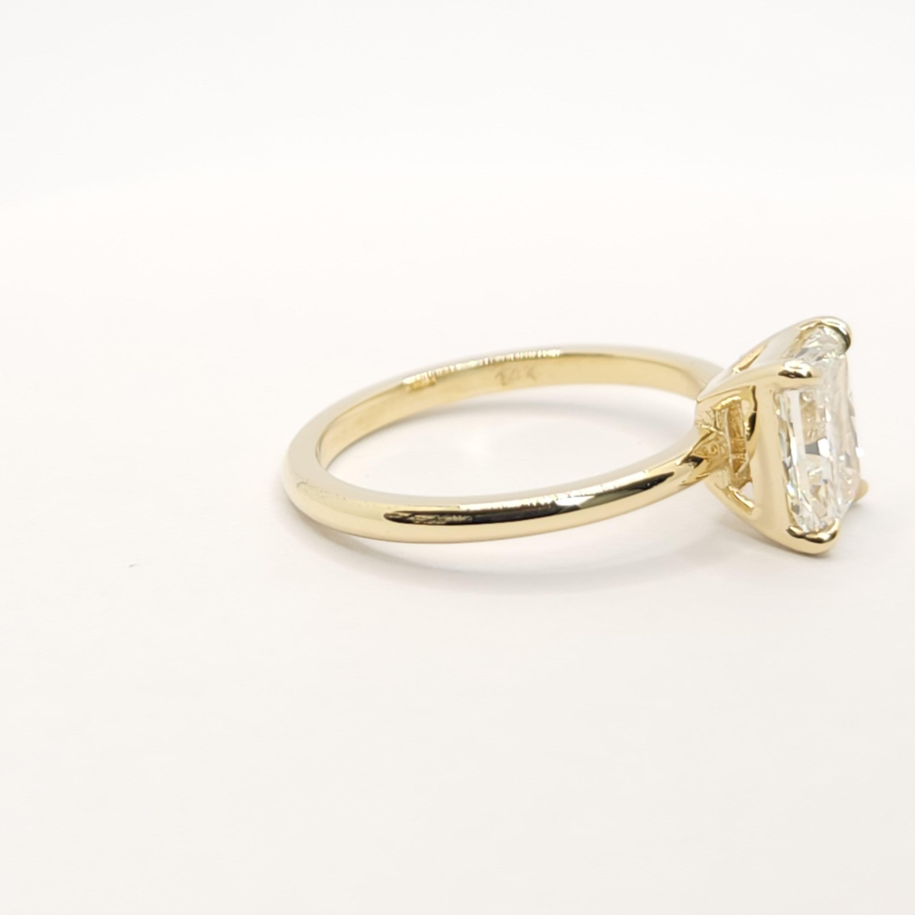 Modern Radiant Diamond Solitaire Ring For Sale