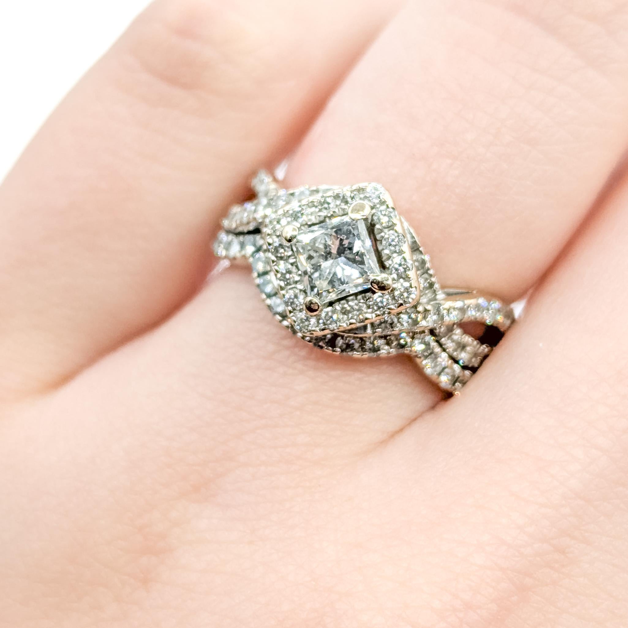 Princess Cut Radiant Diamond Wedding Set in 14k For Sale