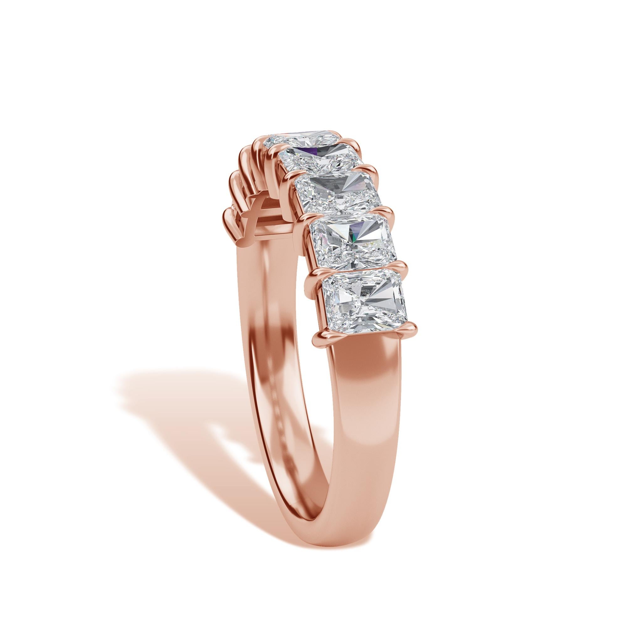 Radiant Diamonds Jahrestag-Ring, 18k Roségold, 1,56 Gesamtkarat (Radiantschliff) im Angebot