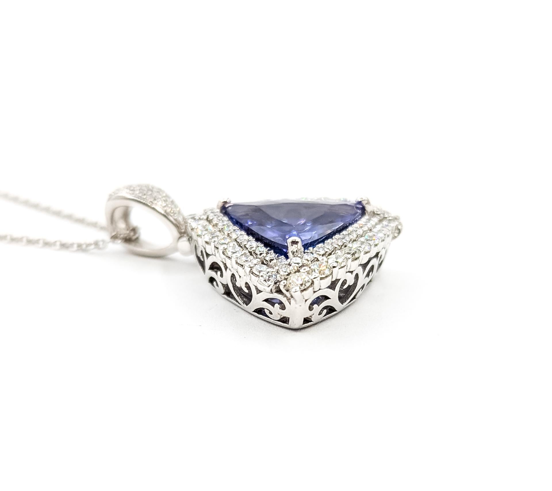 Collana Radiant Double Halo con tanzanite e diamanti in platino in vendita 1