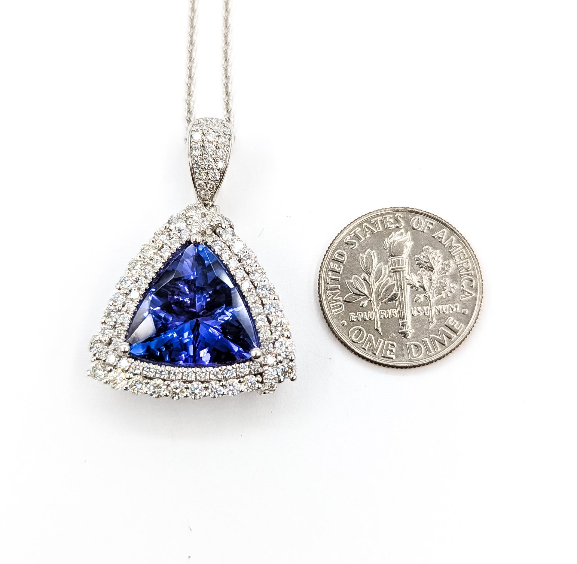 Collana Radiant Double Halo con tanzanite e diamanti in platino in vendita 3
