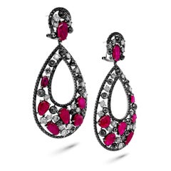 Radiant Elegance 12.25 Carat Vivid Red Ruby & 15 Carat Diamonds 18K earrring