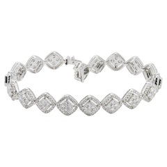 Radiant Elegance: Cluster Halo with Natural Diamond Bracelet in 18k White Gold