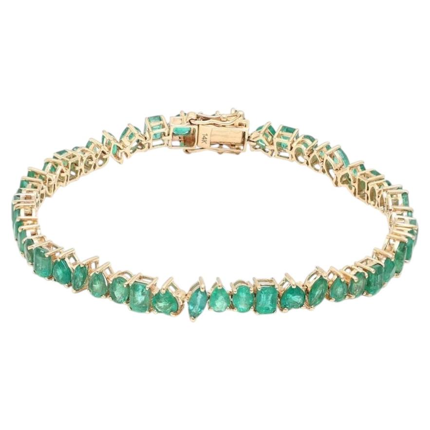 Radiant Emerald 14K Yellow Gold Tennis Bracelet