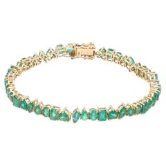 Radiant Emerald 14K Yellow Gold Tennis Bracelet