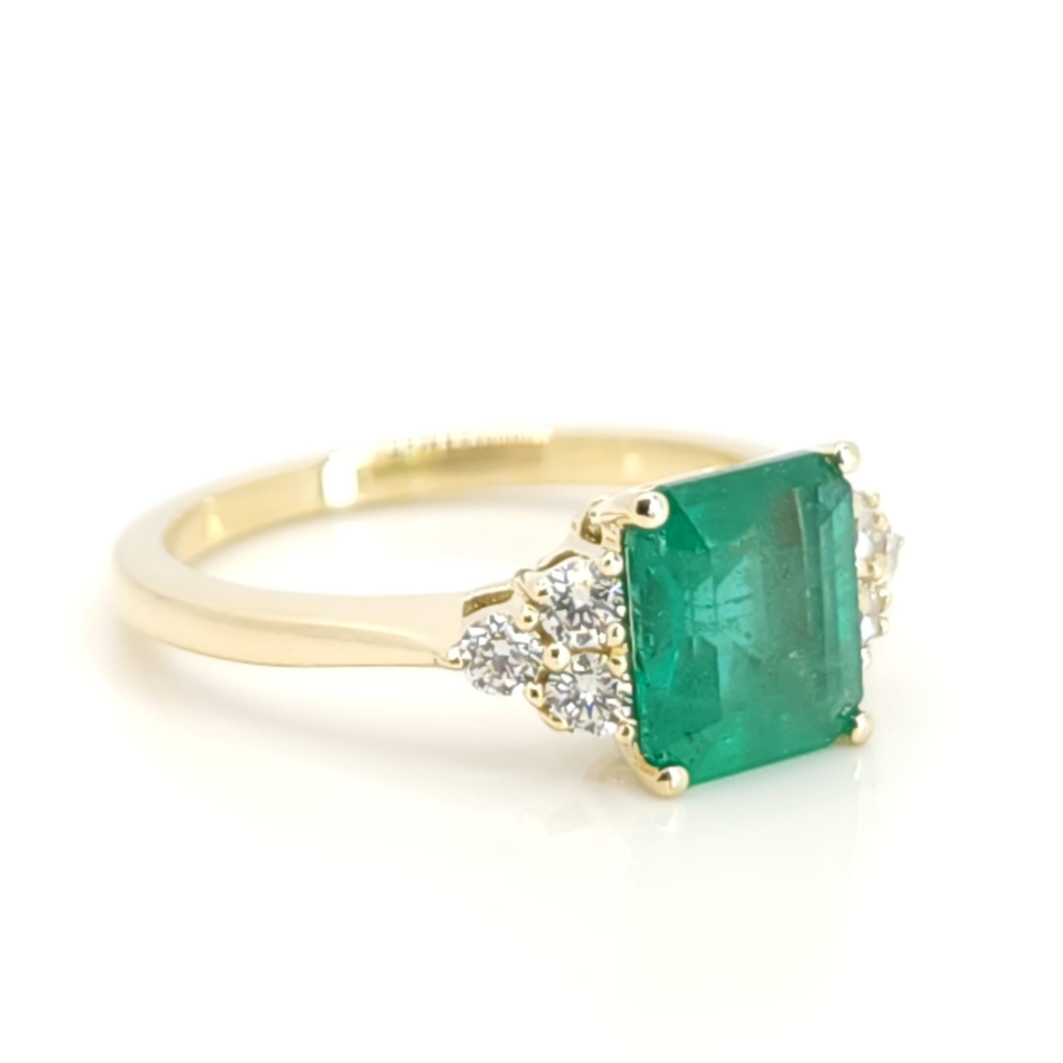 Exquisite Radiant Emerald Ring in 14K Gold

Product Description:

Introducing our Radiant Emerald wedding Ring, a treasure among treasures. This radiant emerald ring, set in 14K gold, is a celebration of timeless beauty and elegance. It's more than