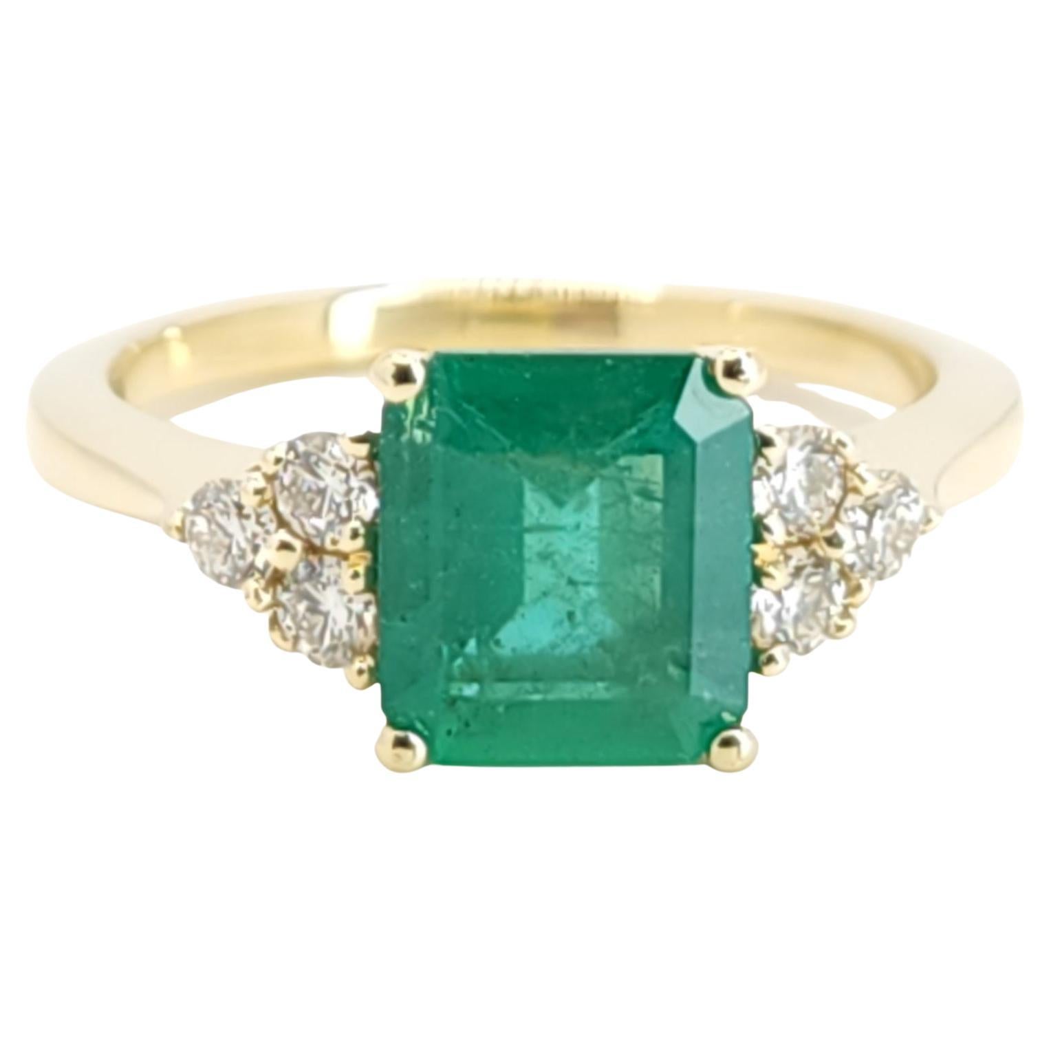 Radiant Emerald wedding Ring For Sale
