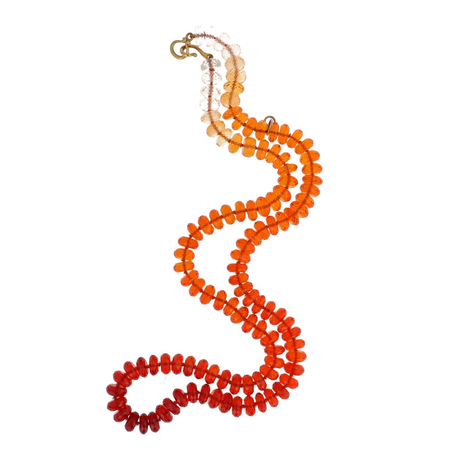 Radiant Facettierte Feueropal-Halskette mit Verschluss aus 14 Karat Gelbgold von Paula Crevoshay im Zustand „Neu“ im Angebot in Virginia Beach, VA