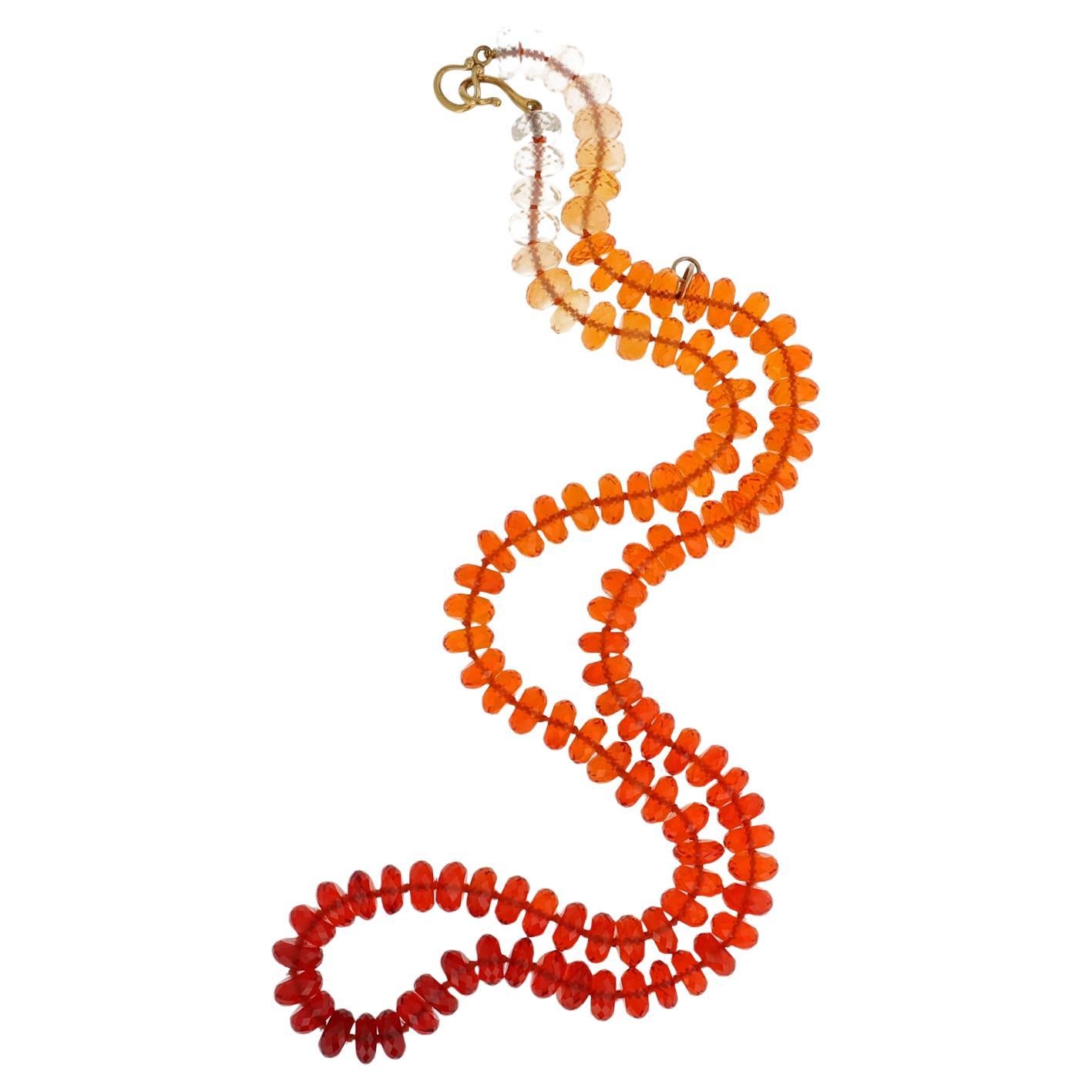 Radiant Facettierte Feueropal-Halskette mit Verschluss aus 14 Karat Gelbgold von Paula Crevoshay im Angebot