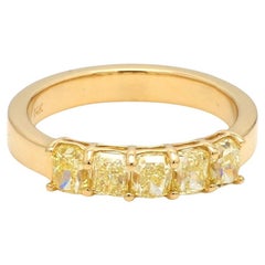 Radiant Fancy Intense Yellow Diamond Ring