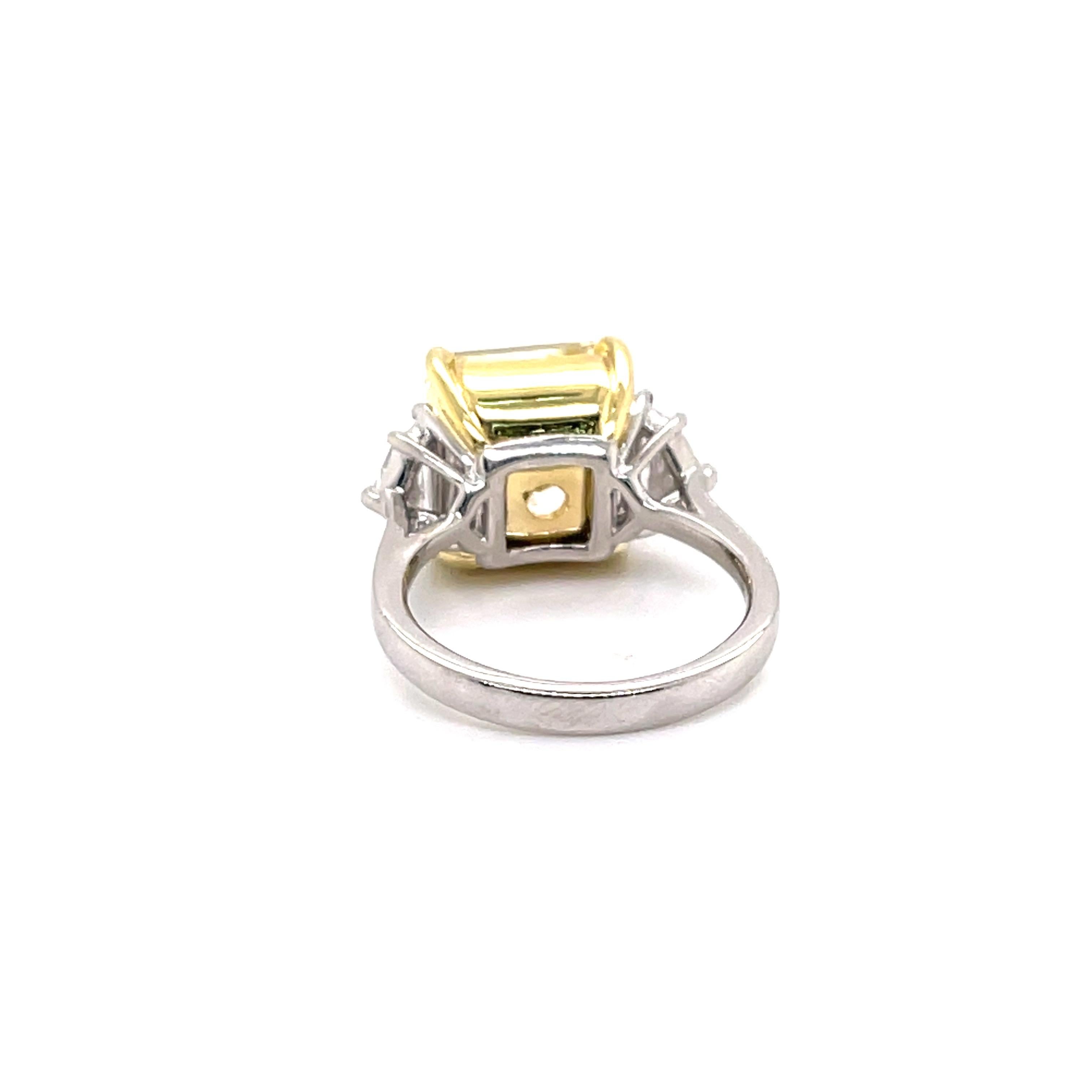 Contemporary Radiant Fancy Yellow Cocktail Ring 7.46 Carats GIA For Sale