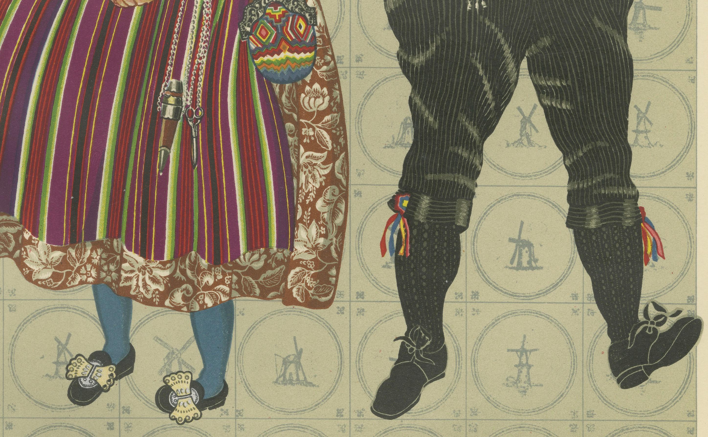Abito da festa della coppia di South Beveland, 1780-1840 ca.

Questo squisito piatto in costume dai colori vivaci, tratto da The National Costumes of Holland (1932), cattura il sorprendente abbigliamento domenicale e da festa di una coppia di South