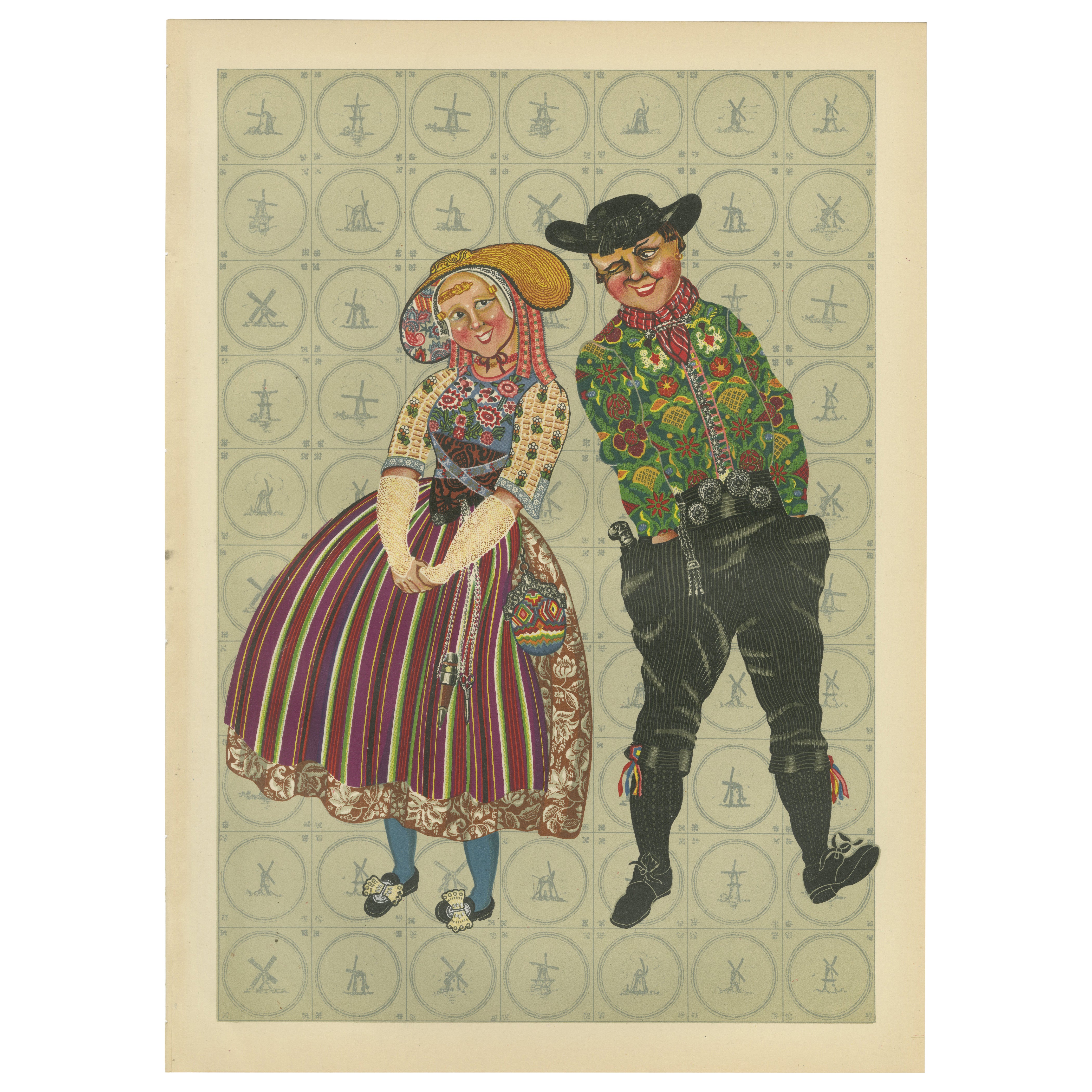 Strahlendes Festkleid eines Paares aus Südbeveland, ca. 1780-1840, veröffentlicht 1932