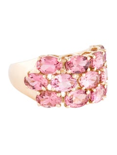Luxurious 14K Thick Band Ring with 5.84ctw Tourmaline - Size 7 Vintage Gemstone