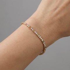 Radiant Green & White Diamond 14K (Custom) Yellow Gold Tennis Bracelet
