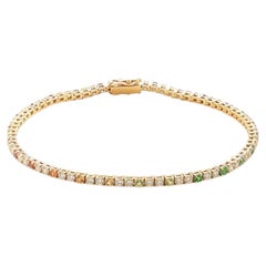 Radiant Green & White Diamond 14K (Custom) Yellow Gold Tennis Bracelet